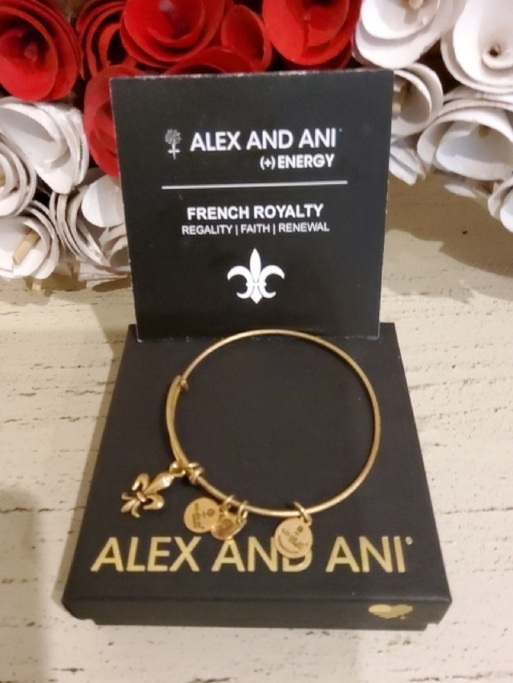 Alex and Ani Gold French Royalty Charm Bangle Bracelet